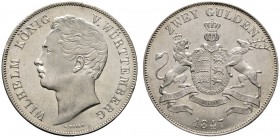 Altdeutsche Münzen und Medaillen 
 Württemberg 
 Wilhelm I. 1816-1864 
 Doppelgulden 1847. KR 91.3, AKS 76, J. 72, Thun 437, Kahnt 589. Prachtexemp...