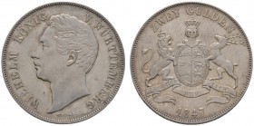 Altdeutsche Münzen und Medaillen 
 Württemberg 
 Wilhelm I. 1816-1864 
 Doppelgulden 1847. KR 91.3, AKS 76, J. 72, Thun 437, Kahnt 589. sehr schön-...