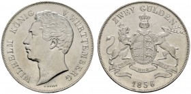 Altdeutsche Münzen und Medaillen 
 Württemberg 
 Wilhelm I. 1816-1864 
 Doppelgulden 1856. KR 91.12, AKS 76, J. 72, Thun 437, Kahnt 589. Prachtexem...