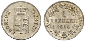 Altdeutsche Münzen und Medaillen 
 Württemberg 
 Wilhelm I. 1816-1864 
 Kreuzer 1856. KR 104.12, AKS 110, J. 66. Prachtexemplar mit feiner Tönung, ...