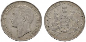 Altdeutsche Münzen und Medaillen 
 Württemberg 
 Wilhelm I. 1816-1864 
 Vereinstaler 1859. KR 107.2, AKS 77, J. 83, Thun 439, Kahnt 588. sehr schön...
