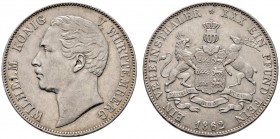 Altdeutsche Münzen und Medaillen 
 Württemberg 
 Wilhelm I. 1816-1864 
 Vereinstaler 1862. KR 107.5, AKS 77, J. 83, Thun 439, Kahnt 588. sehr schön...