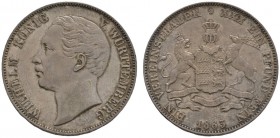 Altdeutsche Münzen und Medaillen 
 Württemberg 
 Wilhelm I. 1816-1864 
 Vereinstaler 1863. KR 107.6, AKS 77, J. 83, Thun 439, Kahnt 588. dunkle Pat...