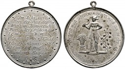 Altdeutsche Münzen und Medaillen 
 Württemberg 
 Wilhelm I. 1816-1864 
 Tragbare Zinnmedaille 1817 mit Signatur IMO, auf die Hungersnot und die Teu...