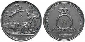 Altdeutsche Münzen und Medaillen 
 Württemberg 
 Wilhelm I. 1816-1864 
 Geschwärzte Eisengußmedaille 1818 von J.L. Wagner, des Landwirtschaftlichen...