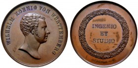 Altdeutsche Münzen und Medaillen 
 Württemberg 
 Wilhelm I. 1816-1864 
 Bronzene Prämienmedaille o.J. (verliehen ab 1819) von J.L. Wagner (unsignie...