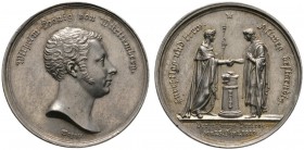 Altdeutsche Münzen und Medaillen 
 Württemberg 
 Wilhelm I. 1816-1864 
 Silbermedaille 1819 von J.L. Wagner, auf den württembergischen Verfassungsv...