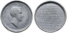 Altdeutsche Münzen und Medaillen 
 Württemberg 
 Wilhelm I. 1816-1864 
 Zinnmedaille (stark bleihaltig) 1820 von J.L. Wagner, auf die Grundsteinleg...