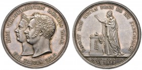 Altdeutsche Münzen und Medaillen 
 Württemberg 
 Wilhelm I. 1816-1864 
 Silbermedaille 1823 von C.F. Voigt, auf die Geburt des Kronprinzen Karl. Di...