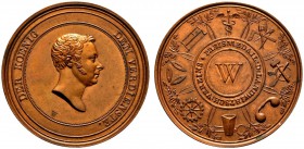 Altdeutsche Münzen und Medaillen 
 Württemberg 
 Wilhelm I. 1816-1864 
 Bronzene Prämienmedaille o.J. von J.L. Wagner, für technische Leistungen. W...