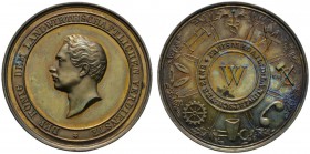 Altdeutsche Münzen und Medaillen 
 Württemberg 
 Wilhelm I. 1816-1864 
 Vergoldete, bronzene Prämienmedaille o.J. von Wagner und Dietelbach, für te...