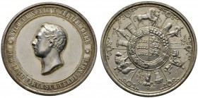 Altdeutsche Münzen und Medaillen 
 Württemberg 
 Wilhelm I. 1816-1864 
 Versilberte, bronzene Prämienmedaille o.J. (verliehen 1858-ca. 1913) von G....