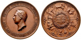 Altdeutsche Münzen und Medaillen 
 Württemberg 
 Wilhelm I. 1816-1864 
 Bronzene Prämienmedaille o.J. (verliehen 1858-ca. 1913) von G.A. Dietelbach...
