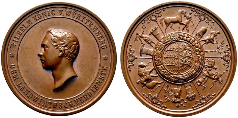 Altdeutsche Münzen und Medaillen 
 Württemberg 
 Wilhelm I. 1816-1864 
 Bronz...