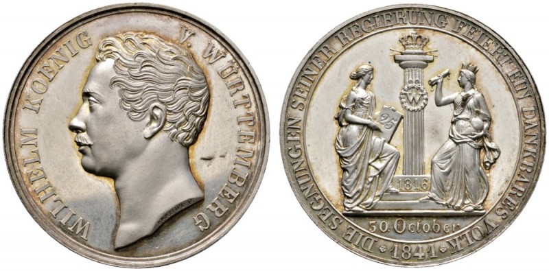 Altdeutsche Münzen und Medaillen 
 Württemberg 
 Wilhelm I. 1816-1864 
 Silbe...