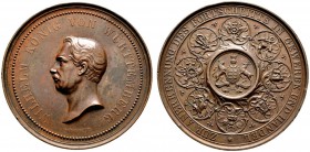 Altdeutsche Münzen und Medaillen 
 Württemberg 
 Wilhelm I. 1816-1864 
 Bronzene Prämienmedaille o.J. (verliehen 1858-1864) von G. Schiller, zur An...