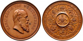 Altdeutsche Münzen und Medaillen 
 Württemberg 
 Karl 1864-1891 
 Bronzene Prämienmedaille o.J. (verliehen ab 1866), von K. Schwenzer und G. Schill...