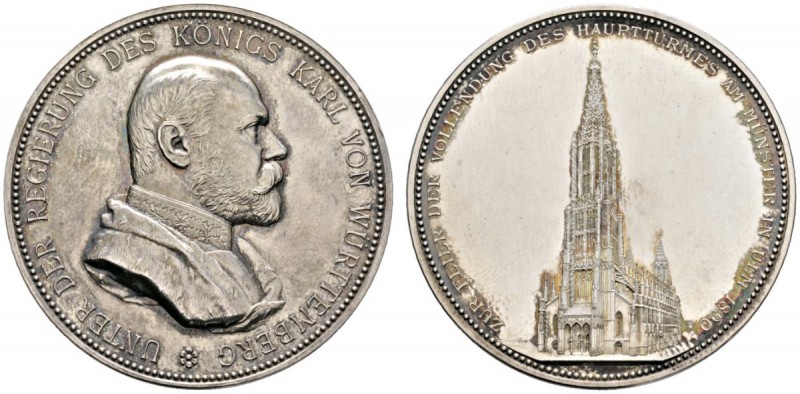 Altdeutsche Münzen und Medaillen 
 Württemberg 
 Karl 1864-1891 
 Silbermedai...