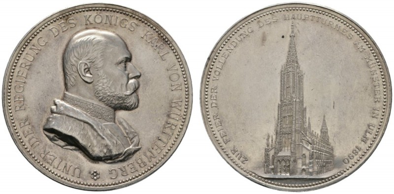 Altdeutsche Münzen und Medaillen 
 Württemberg 
 Karl 1864-1891 
 Silbermedai...