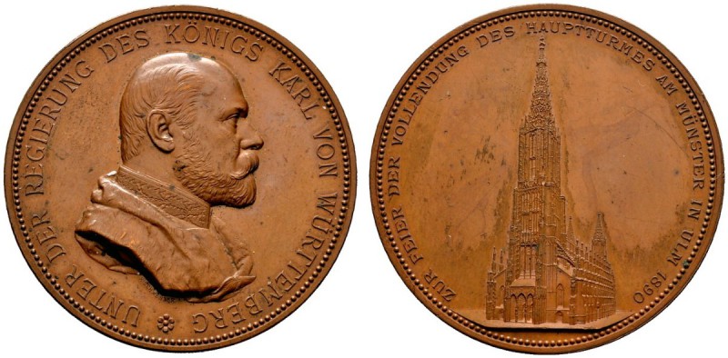 Altdeutsche Münzen und Medaillen 
 Württemberg 
 Karl 1864-1891 
 Bronzemedai...