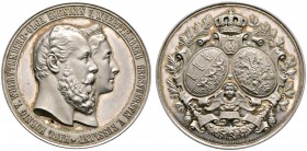 Altdeutsche Münzen und Medaillen 
 Württemberg 
 Karl 1864-1891 
 Silbermedaille 1871 von Chr. Schnitzspahn, auf die Silberne Hochzeit. Die Köpfe d...