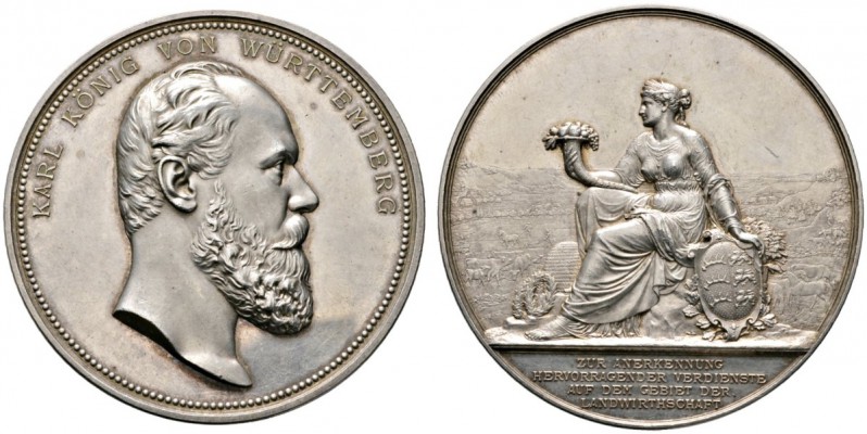 Altdeutsche Münzen und Medaillen 
 Württemberg 
 Karl 1864-1891 
 Große silbe...
