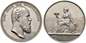 Altdeutsche Münzen und Medaillen 
 Württemberg 
 Karl 1864-1891 
 Große silberne Prämienmedaille o.J. (verliehen 1885-1891) von K. Schwenzer, für l...