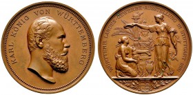 Altdeutsche Münzen und Medaillen 
 Württemberg 
 Karl 1864-1891 
 Bronzene Prämienmedaille 1881 von K. Schwenzer, der württembergischen Landesgewer...