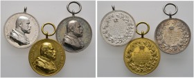 Altdeutsche Münzen und Medaillen 
 Württemberg 
 Karl 1864-1891 
 Lot (3 Stücke): Medaillen 1889 von K. Schwenzer, auf das 25-jährige Regierungsjub...