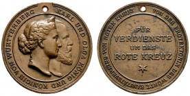 Altdeutsche Münzen und Medaillen 
 Württemberg 
 Karl 1864-1891 
 Bronzene Karl-Olga-Medaille für Verdienste um das Rote Kreuz o.J. (verliehen 1889...