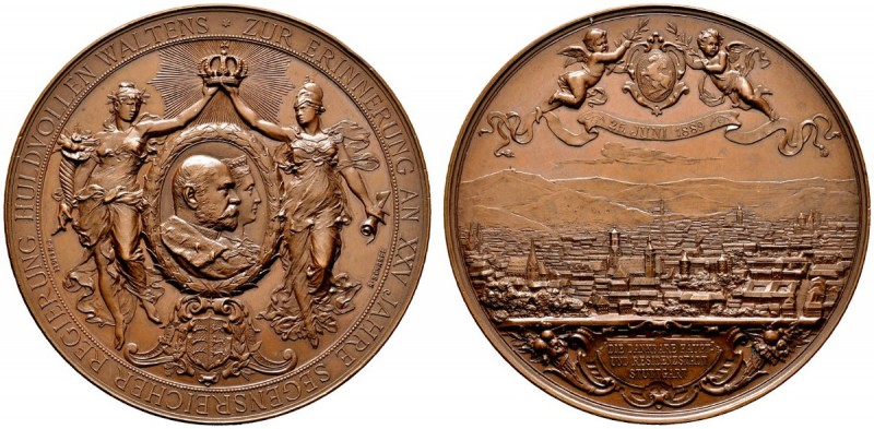 Altdeutsche Münzen und Medaillen 
 Württemberg 
 Karl 1864-1891 
 Bronzemedai...