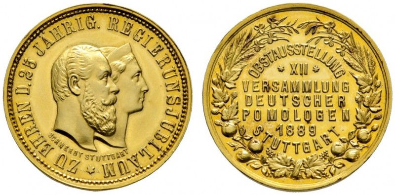 Altdeutsche Münzen und Medaillen 
 Württemberg 
 Karl 1864-1891 
 Goldmedaill...