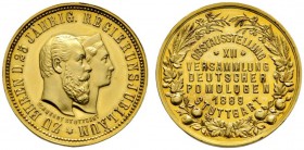 Altdeutsche Münzen und Medaillen 
 Württemberg 
 Karl 1864-1891 
 Goldmedaille 1889 von Ad. Schwerdt, auf die Obstausstellung und die 12. Versammlu...