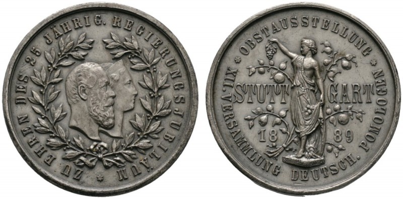 Altdeutsche Münzen und Medaillen 
 Württemberg 
 Karl 1864-1891 
 Versilberte...