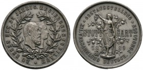 Altdeutsche Münzen und Medaillen 
 Württemberg 
 Karl 1864-1891 
 Versilberte Bronzemedaille 1889 von Ad. Schwerdt, auf die Obstausstellung und die...