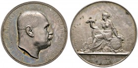 Altdeutsche Münzen und Medaillen 
 Württemberg 
 Wilhelm II. 1891-1918 
 PROBE der großen silbernen Prämienmedaille in versilberter Bronze o.J. (19...