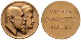 Altdeutsche Münzen und Medaillen 
 Württemberg 
 Wilhelm II. 1891-1918 
 Bronzemedaille 1911 von L. Habich, auf die Silberne Hochzeit des Königspaa...