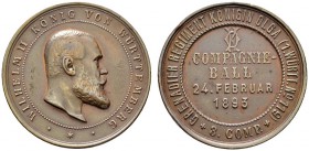 Altdeutsche Münzen und Medaillen 
 Württemberg 
 Wilhelm II. 1891-1918 
 Bronzemedaille 1893 unsigniert, auf den Compagnie-Ball der 8. Kompanie des...