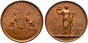 Altdeutsche Münzen und Medaillen 
 Württemberg 
 Freistaat 1919-1933 
 Bronzene Prämienmedaille o.J. (verliehen 1924-1926) von L. Habich und K. Sch...