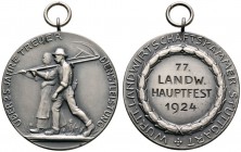 Altdeutsche Münzen und Medaillen 
 Württemberg 
 Freistaat 1919-1933 
 Tragbare, silberne Prämienmedaille 1924 von Mayer und Wilhelm. Ehrenmedaille...
