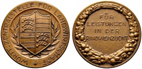 Altdeutsche Münzen und Medaillen 
 Württemberg 
 Freistaat 1919-1933 
 Bronzene Prämienmedaille für Leistungen in der Rindviehzucht o.J. von Mayer ...