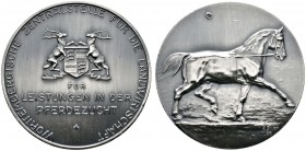 Altdeutsche Münzen und Medaillen 
 Württemberg 
 Freistaat 1919-1933 
 Versilberte, bronzene Prämienmedaille für Leistungen in der Pferdezucht o.J....