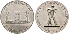 Altdeutsche Münzen und Medaillen 
 Württemberg 
 Freistaat 1919-1933 
 Silberne Prämienmedaille o.J. von A. Lörcher (unsigniert), für landwirtschaf...