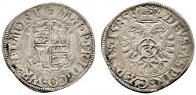 Altdeutsche Münzen und Medaillen 
 Württemberg-Mömpelgard 
 Friedrich 1581-1608 
 3 Kreuzer 1585 -Mömpelgard-. Quadriertes Wappen / Gekrönter Doppe...