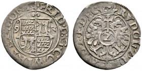 Altdeutsche Münzen und Medaillen 
 Württemberg-Mömpelgard 
 Friedrich 1581-1608 
 2 Kreuzer 1593 -Mömpelgard-. Mit Titulatur Kaiser Rudolf II. Klei...