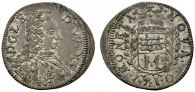 Altdeutsche Münzen und Medaillen 
 Württemberg-Mömpelgard 
 Leopold Eberhard 1699-1723 
 3 Kreuzer 1710 -Mömpelgard-. Klein 69.1, Ebner zu 72, Deba...
