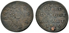 Altdeutsche Münzen und Medaillen 
 Württemberg-Mömpelgard 
 Leopold Eberhard 1699-1723 
 Cu-Liard 1710 -Mömpelgard-. Mit MONT/BELIART(!). Kleines B...