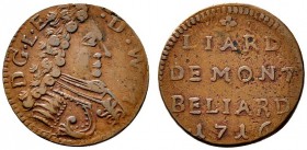 Altdeutsche Münzen und Medaillen 
 Württemberg-Mömpelgard 
 Leopold Eberhard 1699-1723 
 Cu-Liard 1716 -Mömpelgard-. Klein 77, Ebner zu 82, Debard ...