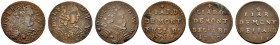 Altdeutsche Münzen und Medaillen 
 Württemberg-Mömpelgard 
 Leopold Eberhard 1699-1723 
 Lot (3 Stücke): Cu-Liard 1710 sowie (wohl) 1711 und 1715 -...