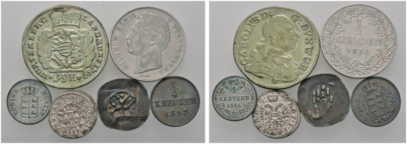 Lots altdeutscher Münzen und Medaillen 
 18 Stücke: Diverse Kleinmünzen von WÜR...